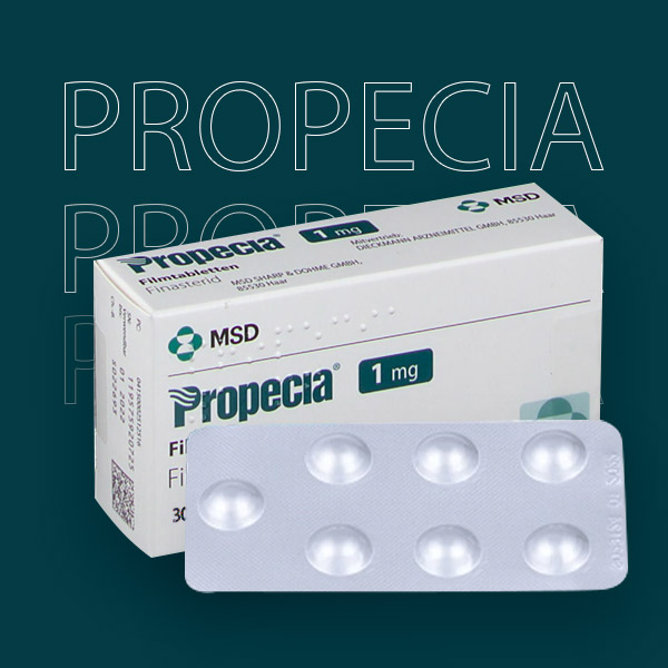 Verpackung und Blister mit Tabletten Propecia (Finasterid) 1mg 